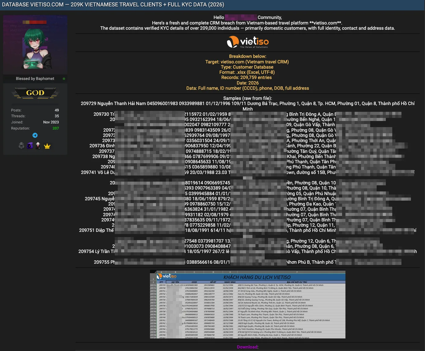 VietISO Data Breach Exposes 209,000 Customer Records