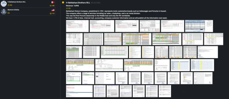 INC Ransomware Breaches H-Behbehani Brothers and Blystone & Bailey