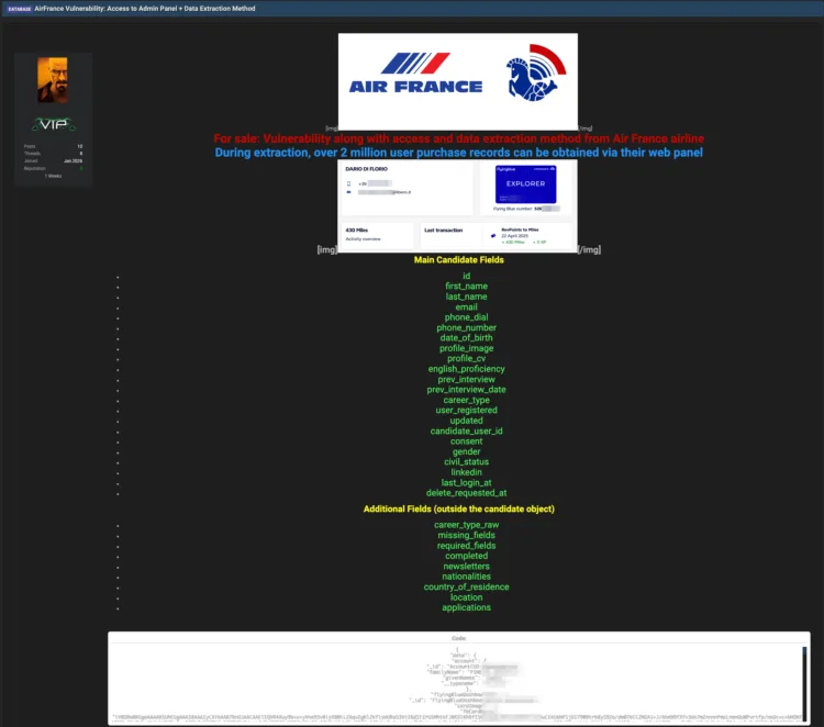 Air France Alleged Data Breach Exposes 2 Million Candidate and Customer Records