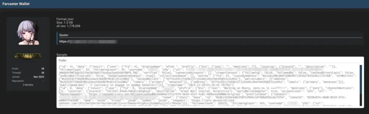 Farcaster Data Leak Exposure: 1.3GB of Wallet and Profile Data