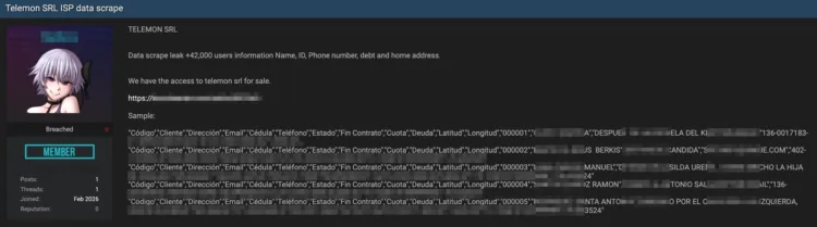 Telemon SRL Data Breach Exposes 42,000 User Records Including Debt Data