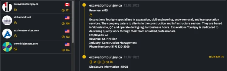 INC Ransomware Hits Tourigny, Chadwick, Aux, and HF Planners