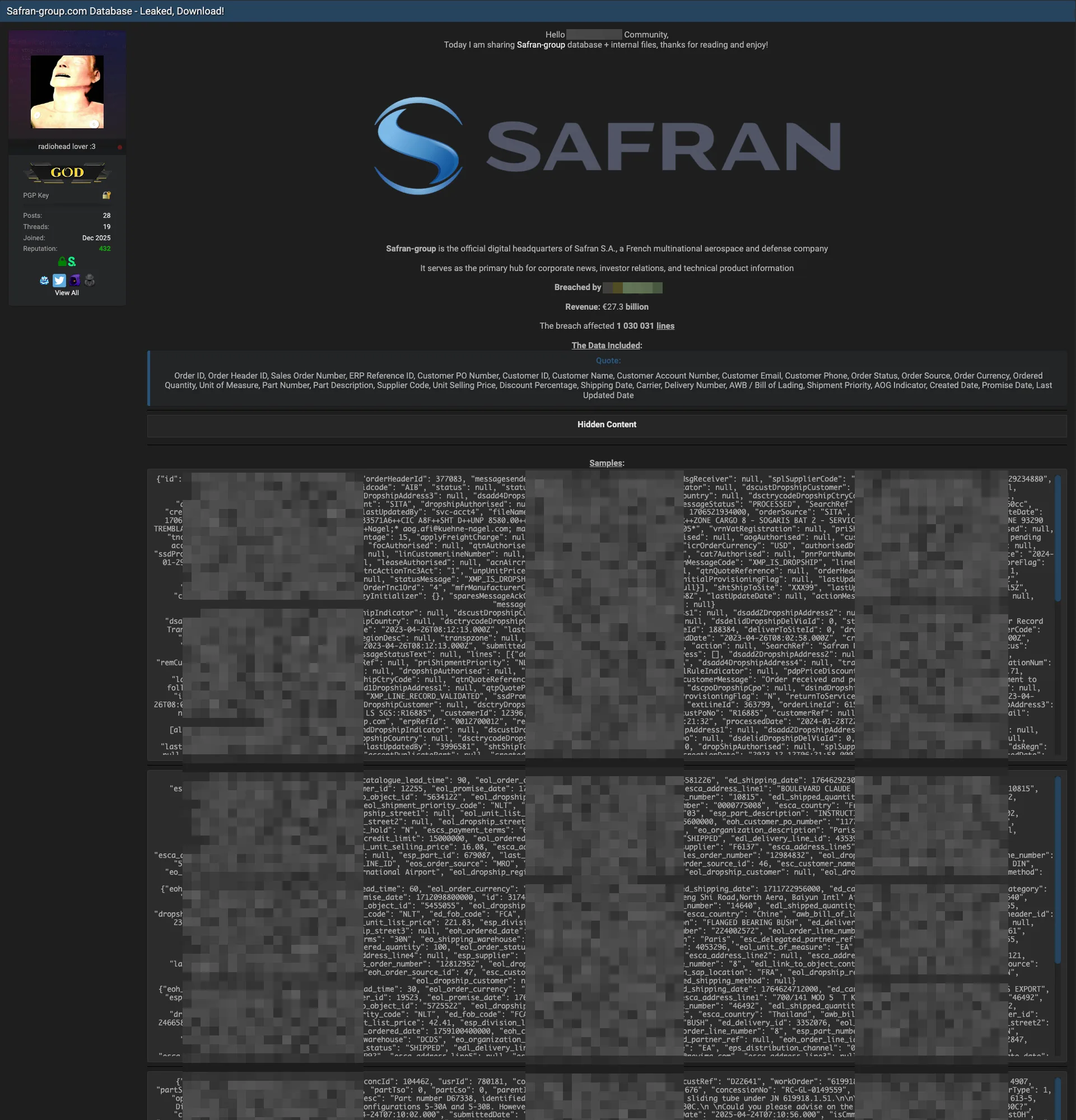 Safran SA Data Breach Exposes Aerospace Supply Chain Records