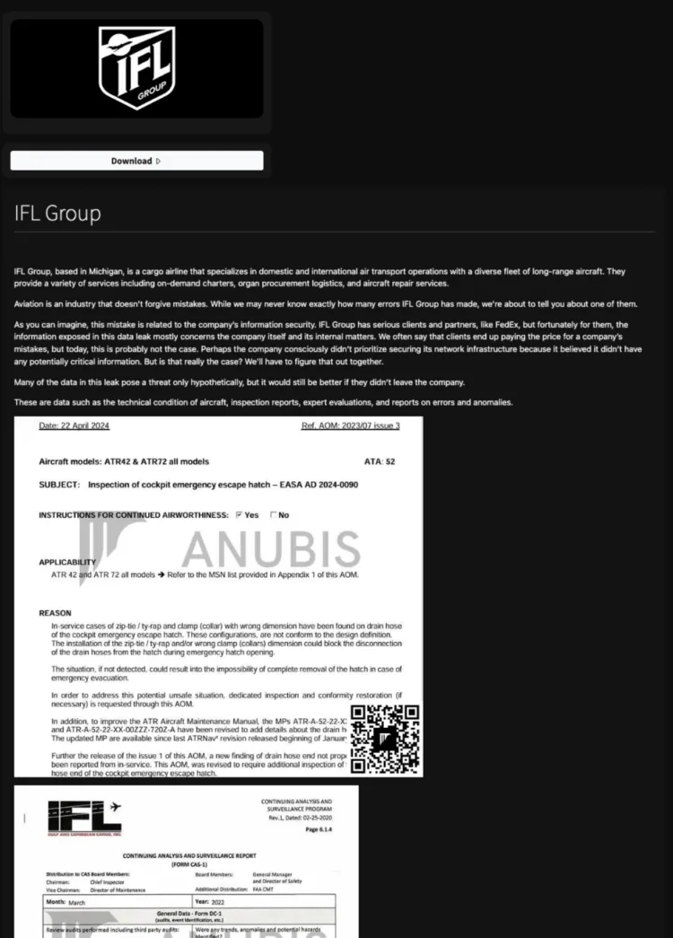 IFL Group Suffers Data Breach by Anubis Ransomware Group