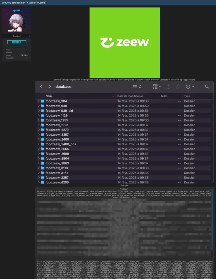 Zeew Data Breach Exposes Delivery Platform User PII and API Keys