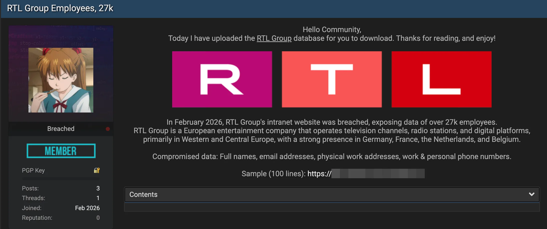 RTL Group Investigates Alleged Employee Data Breach