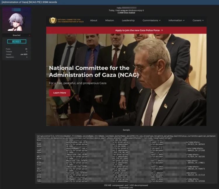 National Committee for Administration of Gaza Data Breach