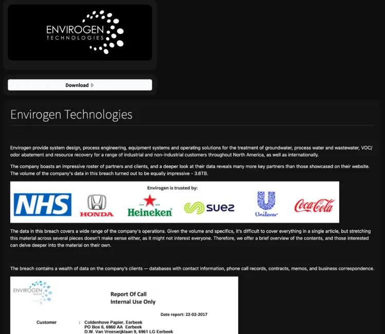 Envirogen Technologies Hit by Anubis Ransomware Attack