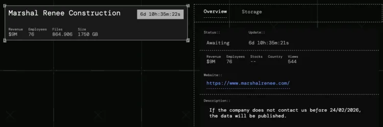 Marshal Renee Construction Hit By Securotrop Ransomware