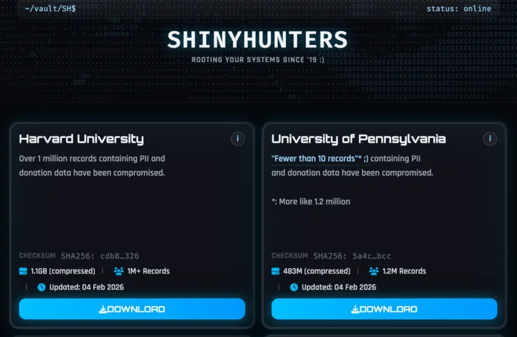 ShinyHunters Breaches Harvard and UPenn: Millions of Records Exposed