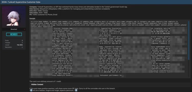 Turkcell Superonline Customer Data Breach Exposes PII