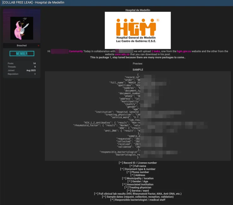 Hospital General de Medellín Data Breach Exposes Patient Records