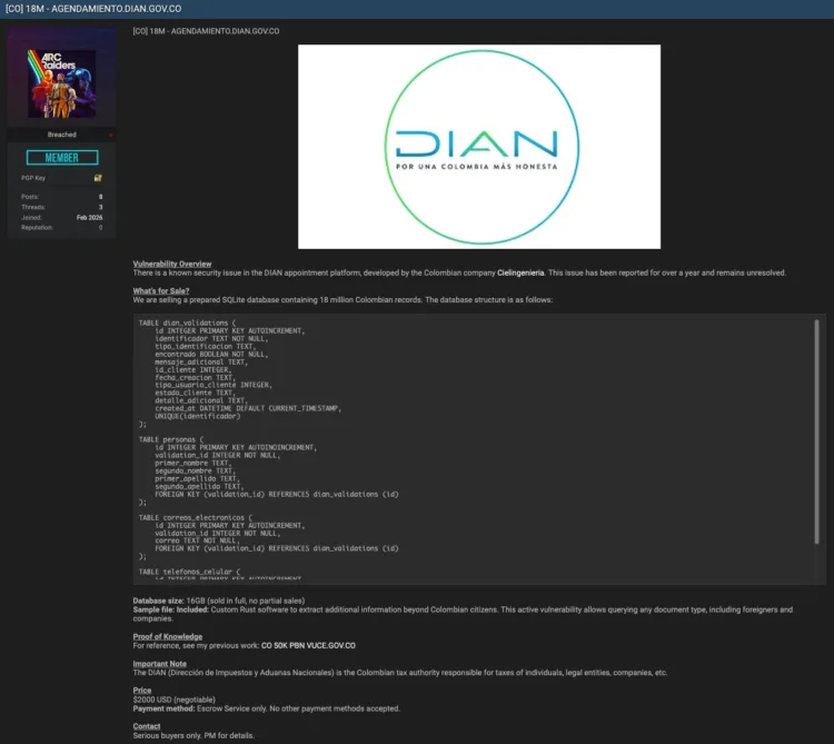 Data Breach Allegedly Hits Colombian Tax Authority DIAN