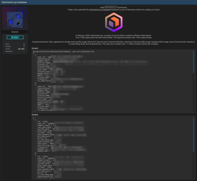 OptimizerAI Data Breach Exposes Over 118,000 User Records