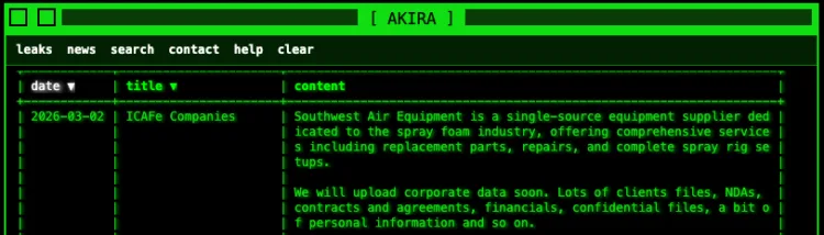 ICAFe Companies Suffers Ransomware Attack by Akira Group
