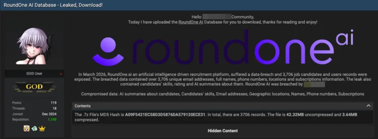 RoundOne AI Data Breach Exposes Job Candidate Information