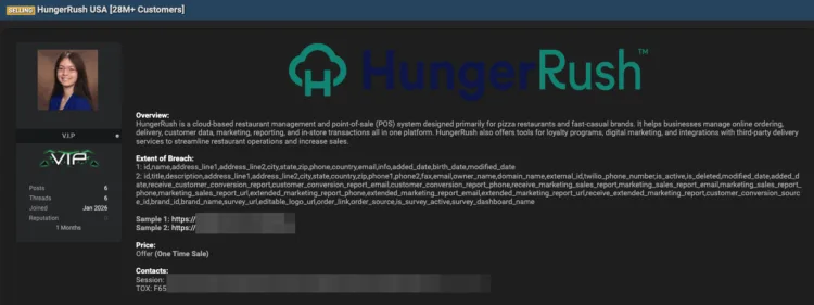 HungerRush Data Breach Allegedly Exposes 28 Million Users