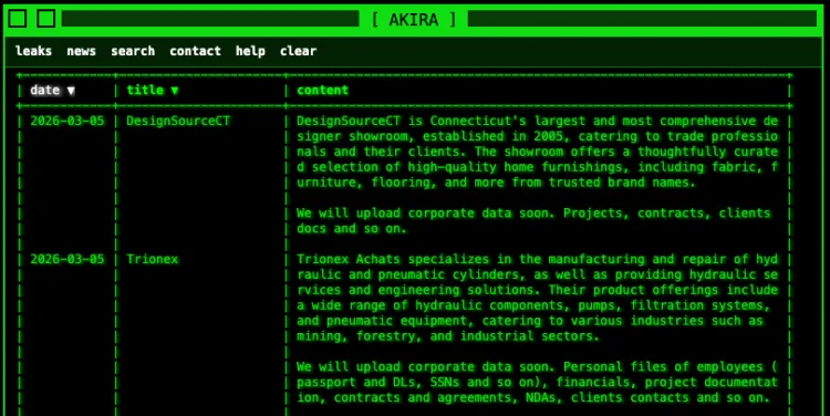 Akira Ransomware Attack Hits DesignSourceCT and Trionex
