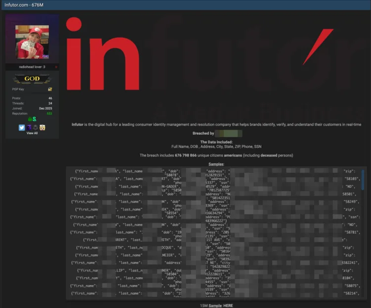 Infutor Data Breach Exposes 676 Million Consumer Records