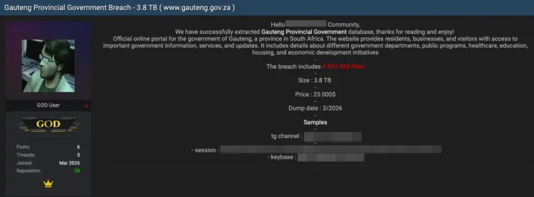 Gauteng Provincial Government Suffers 3.8TB Data Breach