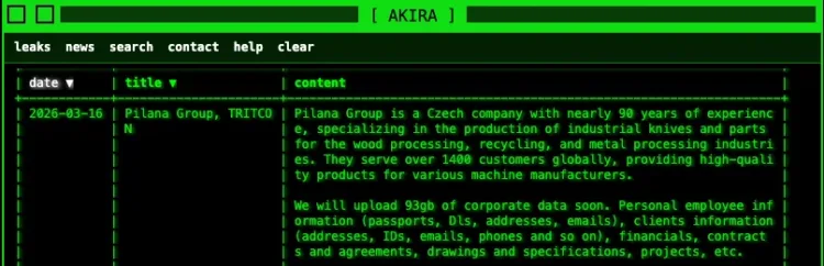 Pilana Group Targeted in Akira Ransomware Data Breach