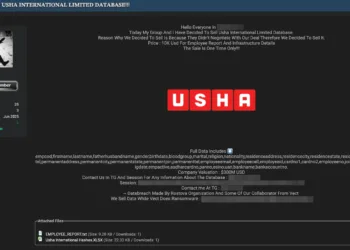 Usha International Limited Data Breach and Extortion Attack