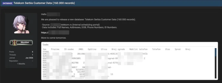 Telekom Serbia Investigates Leak of 160,000 Customer Records