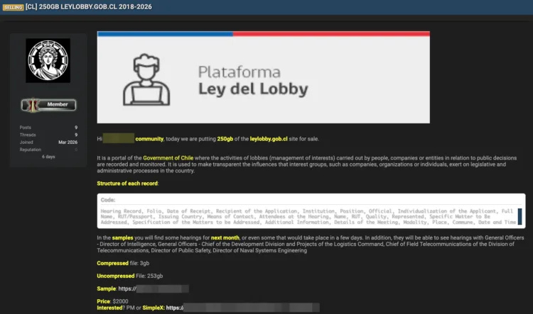 Government of Chile Ley Lobby Portal Data Breach