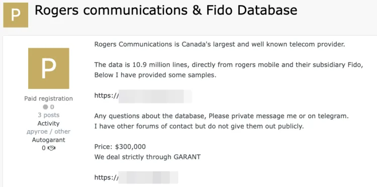 Rogers Communications & Fido Data Breach Exposes Records