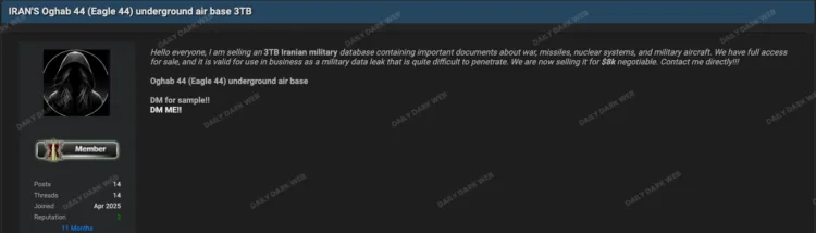 Oghab 44 Underground Air Base Alleged 3TB Data Breach