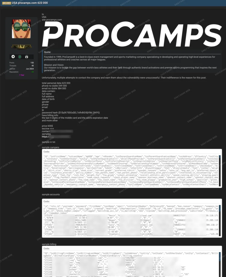 ProCamps Suffers Alleged Data Breach Exposing 623K Records