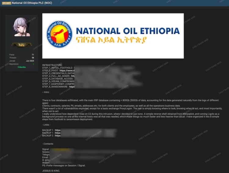 National Oil Ethiopia PLC Suffers Major Data Breach