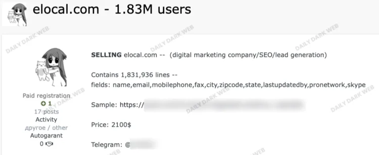 eLocal Data Breach Exposes Over 1.8 Million User Records