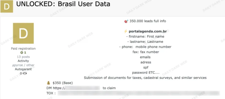 Portal Agenda Data Breach Impacts 350,000 Records