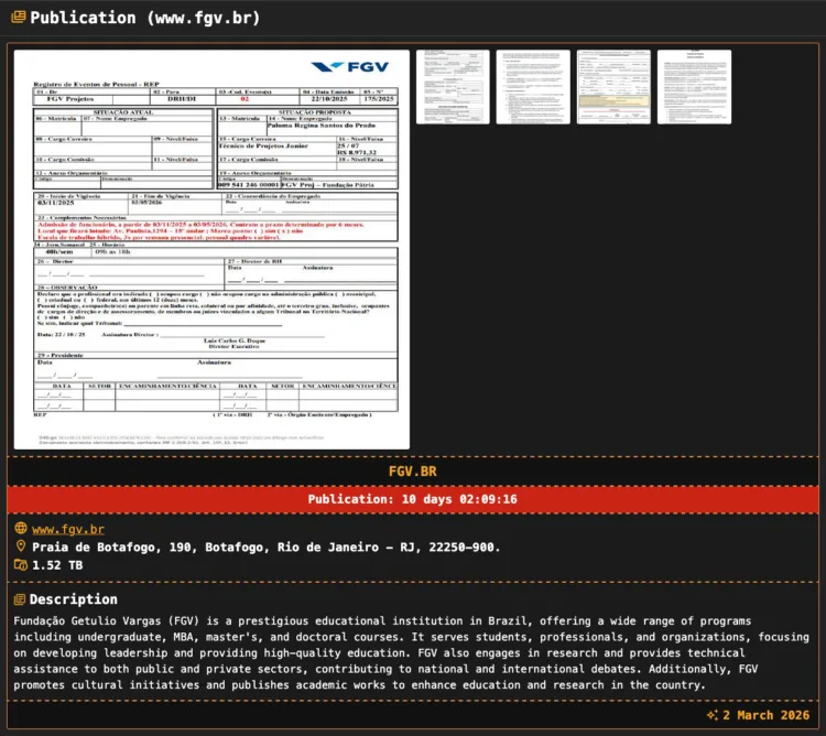 Fundação Getulio Vargas (FGV) Suffers Ransomware Attack