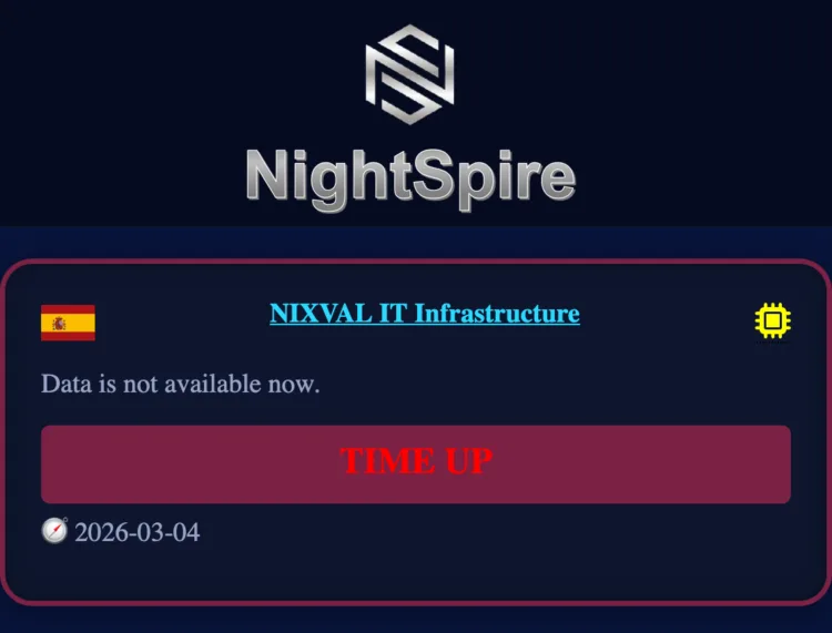 NIXVAL IT Infrastructure Hit by NightSpire Ransomware Attack