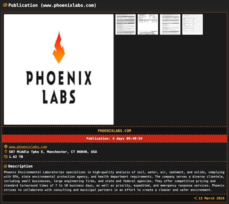 Phoenix Environmental Labs Ransomware Data Breach