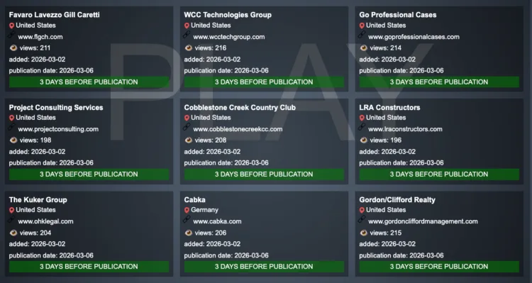 Play Ransomware Hits Cabka, WCC, LRA, Kuker Group & More