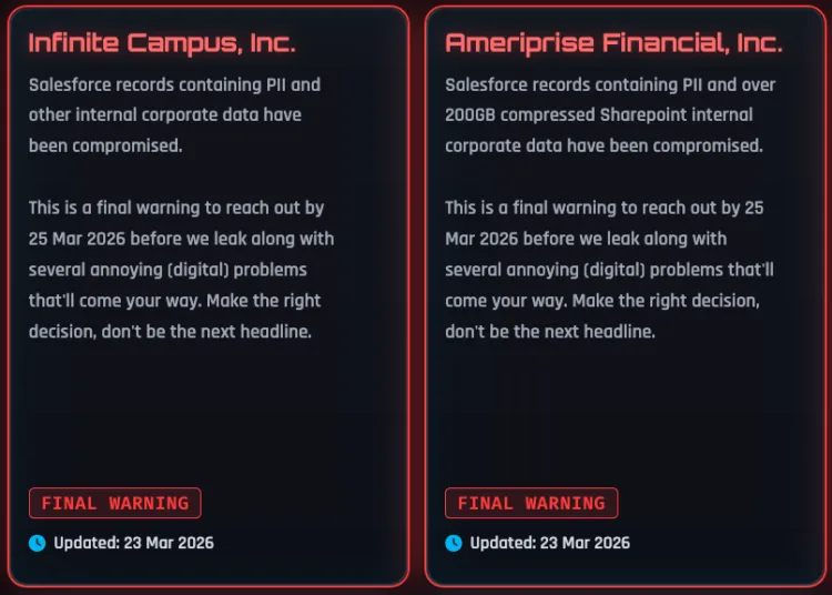 ShinyHunters Attack Hits Infinite Campus and Ameriprise