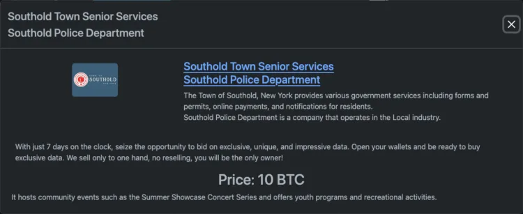 Rhysida Ransomware Attack Hits Southold Police and Senior Services