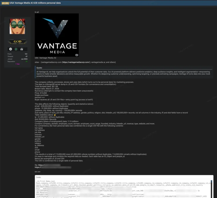 Vantage Media AI Investigates 381GB Data Breach