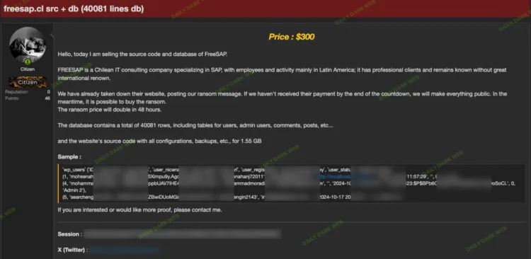 Chilean IT Firm FreeSAP Suffers Data Breach and Extortion Attack