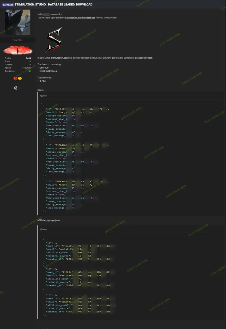 Stimulation.Studio Data Breach Exposes User Information