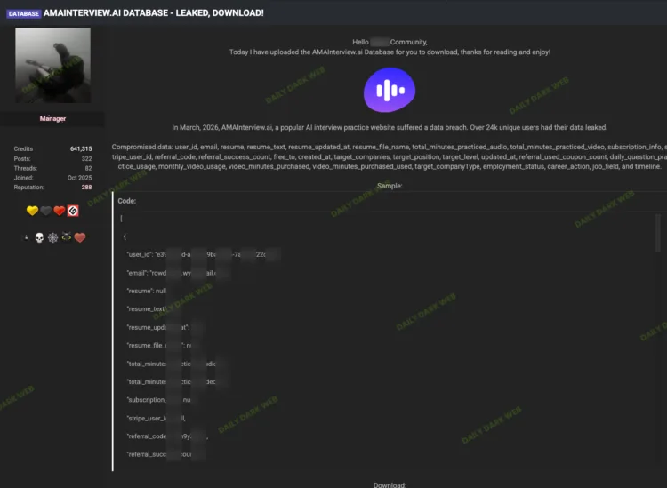 AMAInterview.ai Data Breach Exposes 24K User Records and Resumes