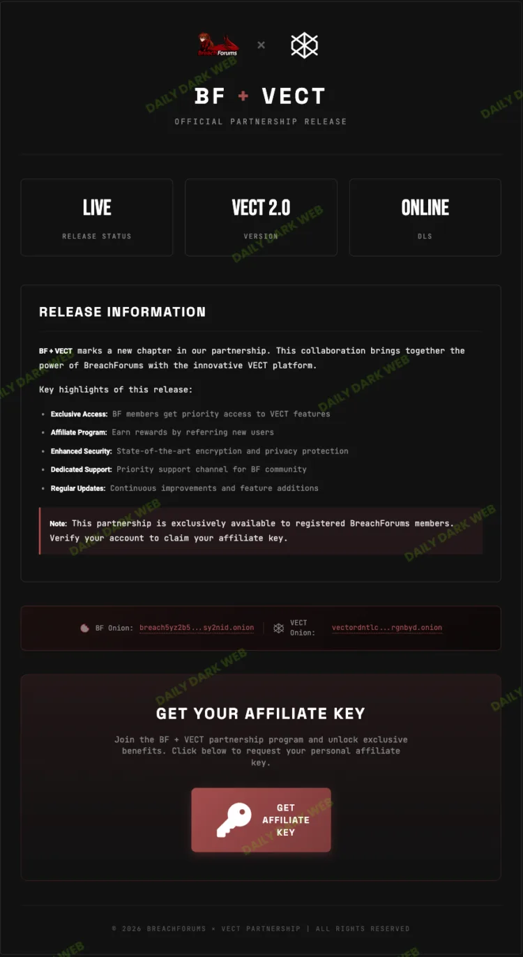 BreachForums Announces VECT Partnership and Security Updates