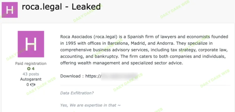 Roca Asociados Data Leak Exposes Client Information