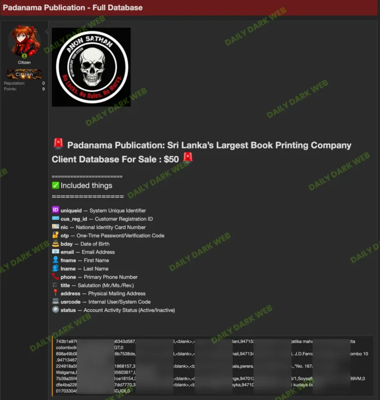 Padanama Publication Suffers Data Breach Involving Client Database