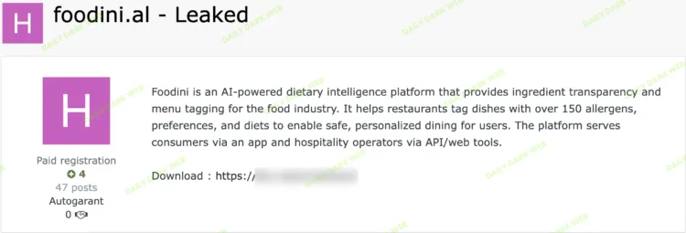 Foodini Data Leak: Dietary Intelligence Platform Breached