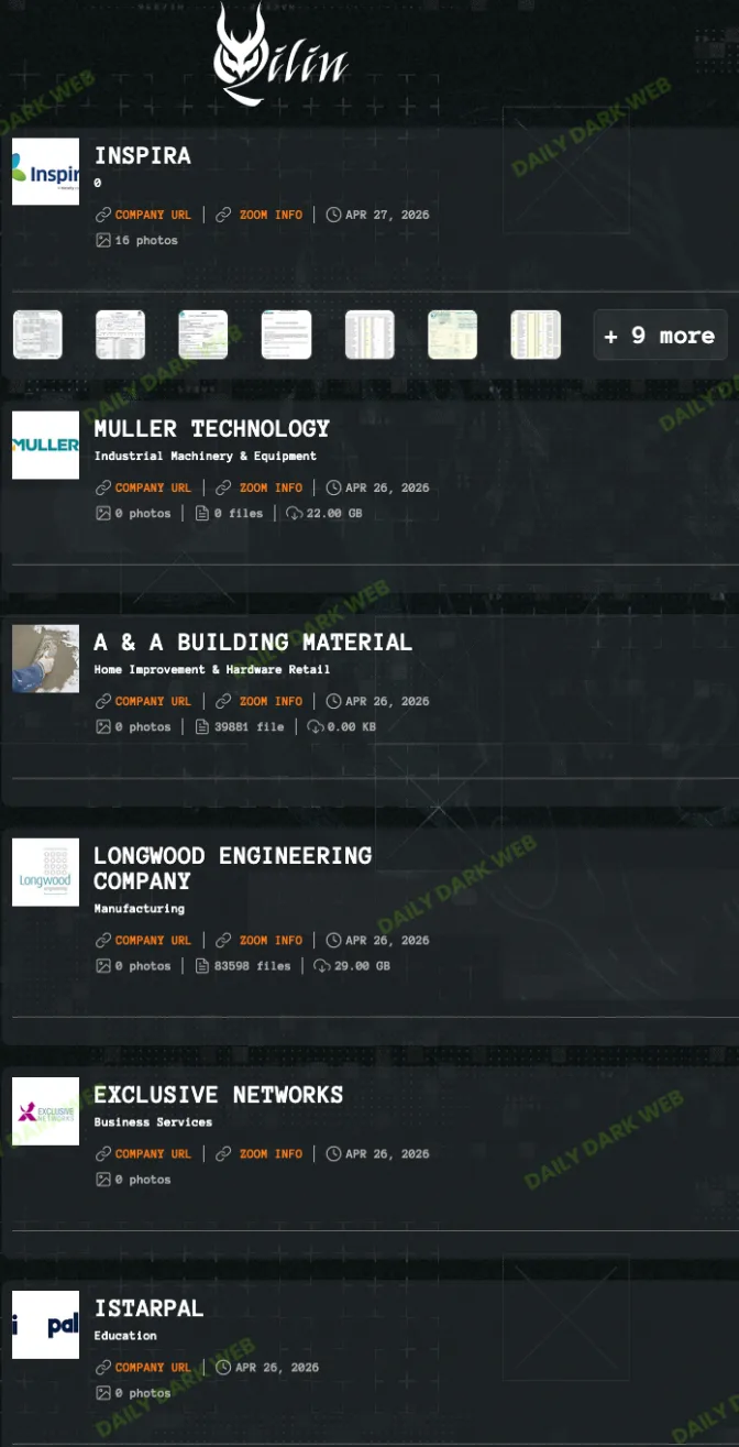Qilin Ransomware: Inspira, Muller, A&A, Longwood, Exclusive, Istarpal