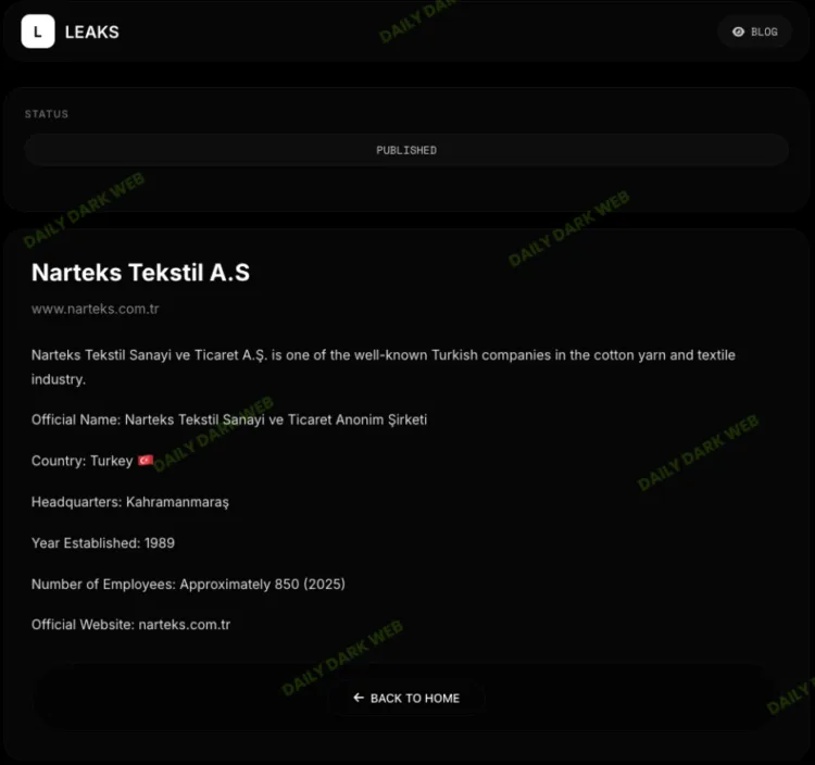 Narteks Tekstil A.S. Suffers Krybit Ransomware Attack